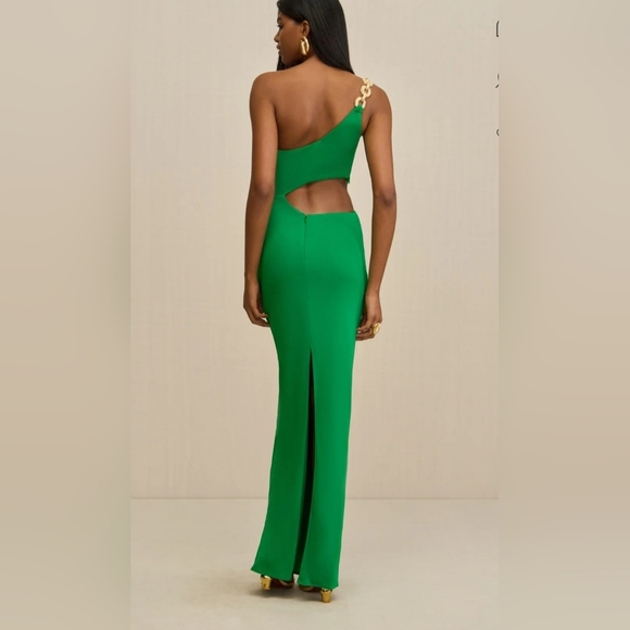 Cult Gaia Cobie One-shoulder Chainlink Gown Size Sm, Green - Picture 5 of 11